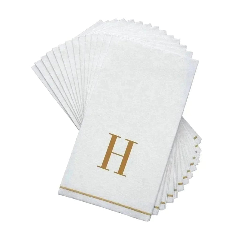 Luxe Party NYC Napkins 14 Guest Napkins - 4.25" x 7.75" Letter H Gold Monogram Paper Disposable Dinner Napkins | 14 Napkins