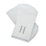 Luxe Party NYC Napkins 14 Guest Napkins - 4.25" x 7.75" Letter H Silver Monogram Paper Disposable Dinner Napkins | 14 Napkins