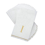 Luxe Party NYC Napkins 14 Guest Napkins - 4.25" x 7.75" Letter I Gold Monogram Paper Disposable Dinner Napkins | 14 Napkins
