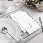 Luxe Party NYC Napkins 14 Guest Napkins - 4.25" x 7.75" Letter J Silver Monogram Paper Disposable Dinner Napkins | 14 Napkins