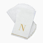 Luxe Party NYC Napkins 14 Guest Napkins - 4.25" x 7.75" Letter N Gold Monogram Paper Disposable Dinner Napkins | 14 Napkins