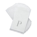 Luxe Party NYC Napkins 14 Guest Napkins - 4.25" x 7.75" Letter P Silver Monogram Paper Disposable Dinner Napkins | 14 Napkins