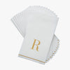 Luxe Party NYC Napkins 14 Guest Napkins - 4.25" x 7.75" Letter R Gold Monogram Paper Disposable Dinner Napkins | 14 Napkins