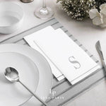 Luxe Party NYC Napkins 14 Guest Napkins - 4.25" x 7.75" Letter S Silver Monogram Paper Disposable Dinner Napkins | 14 Napkins