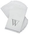 Luxe Party NYC Napkins 14 Guest Napkins - 4.25" x 7.75" Letter W Silver Monogram Paper Disposable Dinner Napkins | 14 Napkins