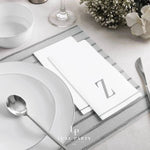Luxe Party NYC Napkins 14 Guest Napkins - 4.25" x 7.75" Letter Z Silver Monogram Paper Disposable Dinner Napkins | 14 Napkins