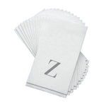 Luxe Party NYC Napkins 14 Guest Napkins - 4.25" x 7.75" Letter Z Silver Monogram Paper Disposable Dinner Napkins | 14 Napkins