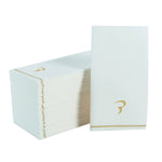 Luxe Party NYC Napkins 14 Guest Napkins - 4.25" x 7.75" White and Gold Hebrew DALET Paper Dinner Napkins | 14 Napkins