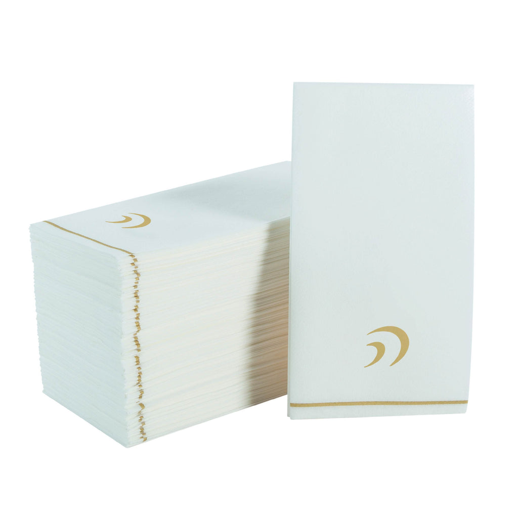 Luxe Party NYC Napkins 14 Guest Napkins - 4.25" x 7.75" White and Gold Hebrew HEY Paper Dinner Napkins | 14 Napkins