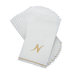 Luxe Party NYC Napkins 14 Guest Napkins - 4.25" x 7.75" White and Gold Hebrew MEM  Paper Dinner Napkins | 14 Napkins