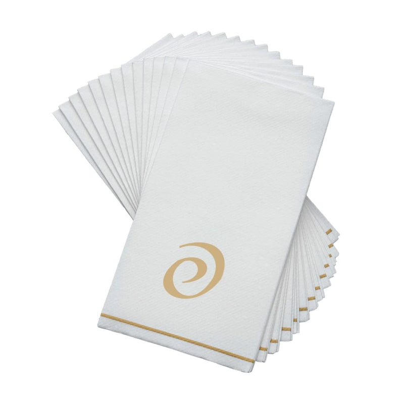 Luxe Party NYC Napkins 14 Guest Napkins - 4.25" x 7.75" White and Gold Hebrew PAY Paper Dinner Napkins | 14 Napkins