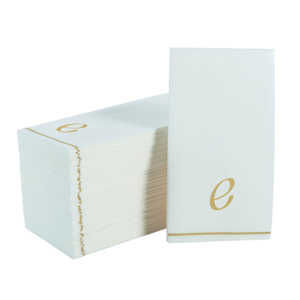 Luxe Party NYC Napkins 14 Guest Napkins - 4.25" x 7.75" White and Gold Hebrew SHIN Paper Dinner Napkins | 14 Napkins