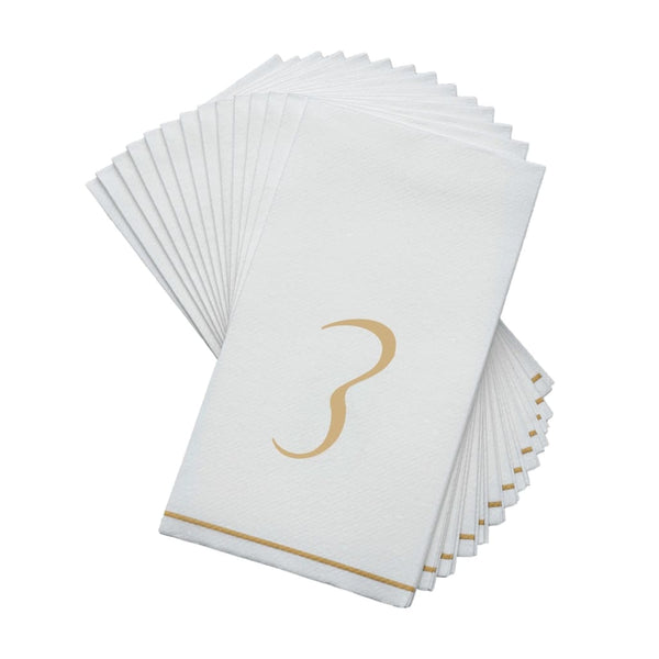Luxe Party NYC Napkins 14 Guest Napkins - 4.25" x 7.75" White and Gold Hebrew TZADI Paper Dinner Napkins | 14 Napkins