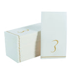 Luxe Party NYC Napkins 14 Guest Napkins - 4.25" x 7.75" White and Gold Hebrew TZADI Paper Dinner Napkins | 14 Napkins