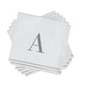 Luxe Party NYC Napkins 16 Cocktail Napkins - 5" x 5" Letter A Silver Monogram Cocktail Paper Disposable Napkins | 16 Napkins