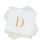 Luxe Party NYC Napkins 16 Cocktail Napkins - 5" x 5" Letter D Gold Monogram Cocktail Paper Disposable Napkins | 16 Napkins