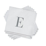 Luxe Party NYC Napkins 16 Cocktail Napkins - 5" x 5" Letter E Silver Monogram Cocktail Paper Disposable Napkins | 16 Napkins