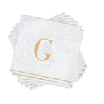 Luxe Party NYC Napkins 16 Cocktail Napkins - 5" x 5" Letter G Gold Monogram Cocktail Paper Disposable Napkins | 16 Napkins