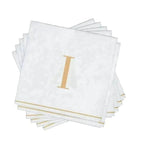 Luxe Party NYC Napkins 16 Cocktail Napkins - 5" x 5" Letter I Gold Monogram Cocktail Paper Disposable Napkins | 16 Napkins