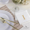 Luxe Party NYC Napkins 16 Cocktail Napkins - 5" x 5" Letter I Gold Monogram Cocktail Paper Disposable Napkins | 16 Napkins