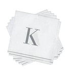 Luxe Party NYC Napkins 16 Cocktail Napkins - 5" x 5" Letter K Silver Monogram Cocktail Paper Disposable Napkins | 16 Napkins