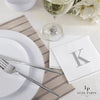 Luxe Party NYC Napkins 16 Cocktail Napkins - 5" x 5" Letter K Silver Monogram Cocktail Paper Disposable Napkins | 16 Napkins