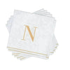 Luxe Party NYC Napkins 16 Cocktail Napkins - 5" x 5" Letter N Gold Monogram Cocktail Paper Disposable Napkins | 16 Napkins
