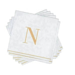 Luxe Party NYC Napkins 16 Cocktail Napkins - 5" x 5" Letter N Gold Monogram Cocktail Paper Disposable Napkins | 16 Napkins