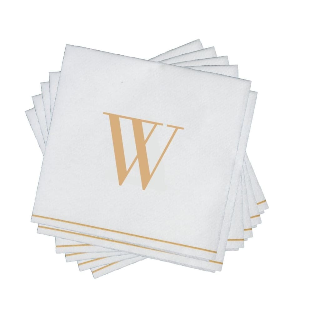 White and Gold Letter W Paper Disposable Beverage Napkins - Luxe Party ...