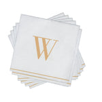 Luxe Party NYC Napkins 16 Cocktail Napkins - 5" x 5" Letter W Gold Monogram Cocktail Paper Disposable Napkins | 16 Napkins