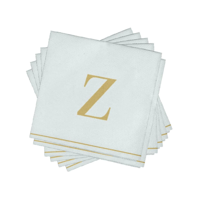 Luxe Party NYC Napkins 16 Cocktail Napkins - 5" x 5" Letter Z Gold Monogram Cocktail Paper Disposable Napkins | 16 Napkins