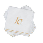 Luxe Party NYC Napkins 16 Cocktail Napkins - 5" x 5" White and Gold Hebrew ALEF Paper Cocktail Napkins | 16 Napkins