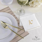 Luxe Party NYC Napkins 16 Cocktail Napkins - 5" x 5" White and Gold Hebrew ALEF Paper Cocktail Napkins | 16 Napkins