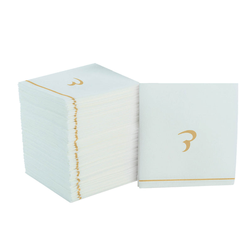 Luxe Party NYC Napkins 16 Cocktail Napkins - 5" x 5" White and Gold Hebrew DALET Paper Cocktail Napkins | 16 Napkins
