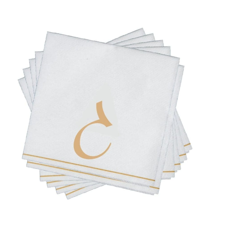 Luxe Party NYC Napkins 16 Cocktail Napkins - 5" x 5" White and Gold Hebrew GIMEL Paper Cocktail Napkins | 16 Napkins