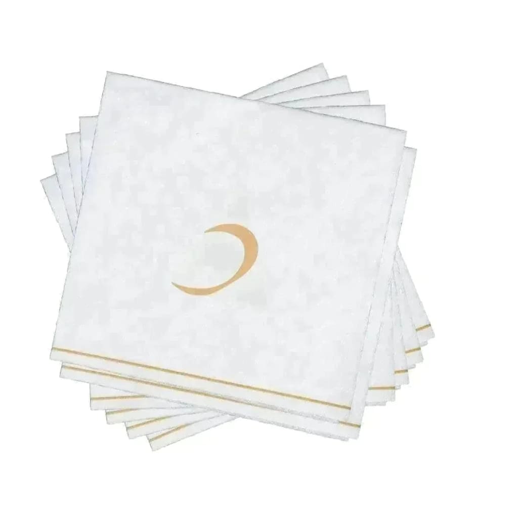 Luxe Party NYC Napkins 16 Cocktail Napkins - 5" x 5" White and Gold Hebrew KAF Paper Cocktail Napkins | 16 Napkins