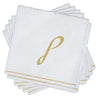 Luxe Party NYC Napkins 16 Cocktail Napkins - 5" x 5" White and Gold Hebrew LAMED Paper Cocktail Napkins | 16 Napkins