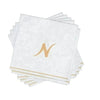 Luxe Party NYC Napkins 16 Cocktail Napkins - 5" x 5" White and Gold Hebrew MEM Paper Cocktail Napkins | 16 Napkins