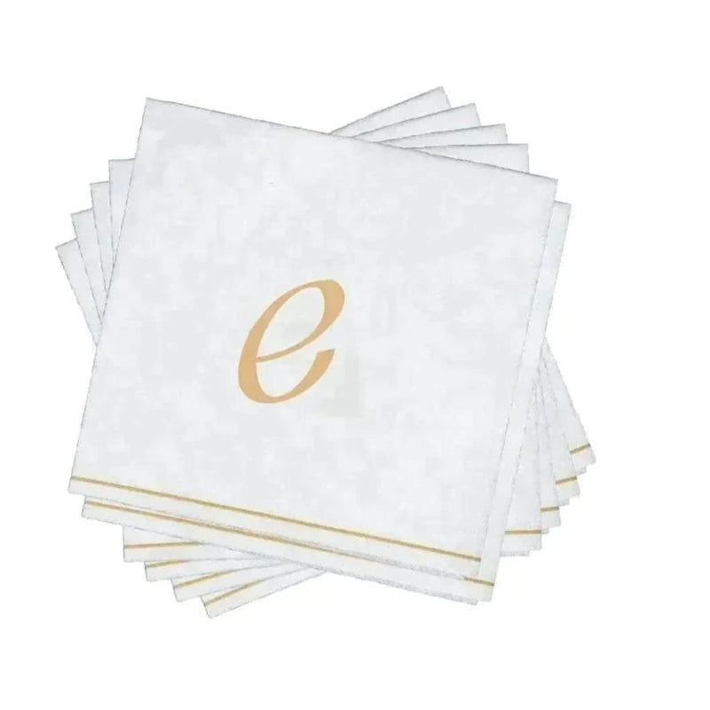 Luxe Party NYC Napkins 16 Cocktail Napkins - 5" x 5" White and Gold Hebrew SHIN Paper Cocktail Napkins | 16 Napkins