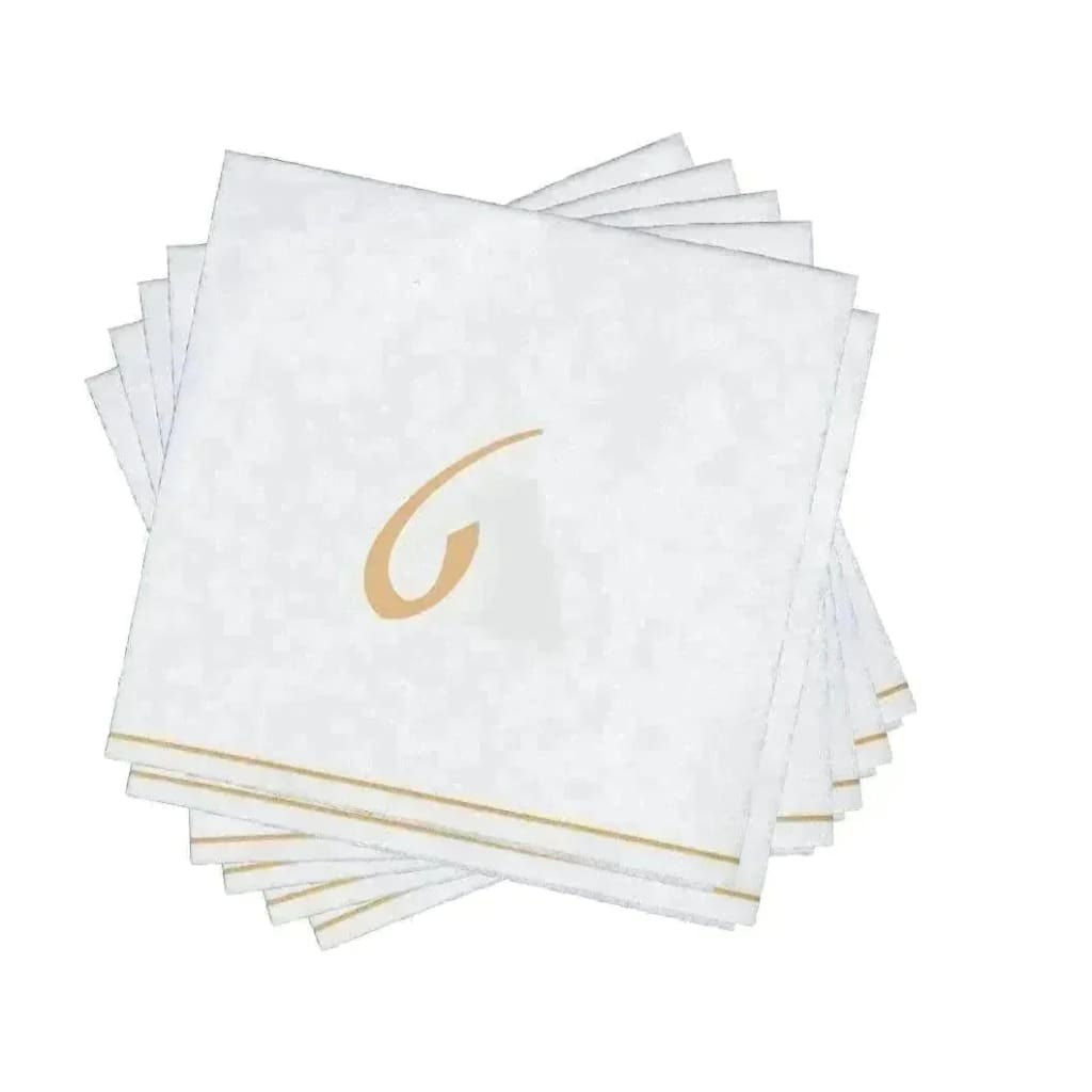 Luxe Party NYC Napkins 16 Cocktail Napkins - 5" x 5" White and Gold Hebrew TET Paper Cocktail Napkins | 16 Napkins