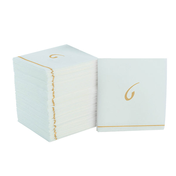 Luxe Party NYC Napkins 16 Cocktail Napkins - 5" x 5" White and Gold Hebrew TET Paper Cocktail Napkins | 16 Napkins