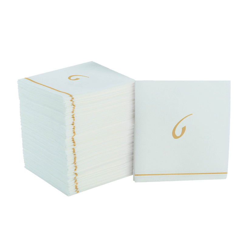 Luxe Party NYC Napkins 16 Cocktail Napkins - 5" x 5" White and Gold Hebrew TET Paper Cocktail Napkins | 16 Napkins