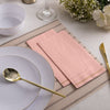 Luxe Party NYC Napkins 16 Dinner Napkins - 4.25" x 7.75" Coral with Gold Stripe Guest Paper Napkins | 16 Napkins