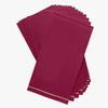 Luxe Party NYC Napkins 16 Dinner Napkins - 4.25" x 7.75" Cranberry with Gold Stripe Guest Paper Napkins | 16 Napkins