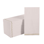 Luxe Party NYC Napkins 16 Dinner Napkins - 4.25" x 7.75" Linen with Gold Stripe Guest Paper Napkins | 16 Napkins