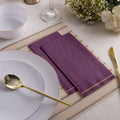 Purple with Gold Stripe Paper Dinner Paper Napkins | 16 Napkins