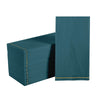 Luxe Party NYC Napkins 16 Dinner Napkins - 4.25" x 7.75" Teal with Gold Stripe Guest Paper Napkins | 16 Napkins