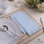Luxe Party NYC Napkins 16 Dinner Napkins Ice Blue with Silver Stripe Guest Paper Napkins | 16 Napkins