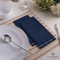Navy and Silver Stripe Guest Paper Dinner Napkins | 16 Napkins