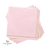 Luxe Party NYC Napkins 20 Beverage Napkins - 5" x 5" Blush with Gold Stripe Paper Cocktail Napkins | 20 Napkins